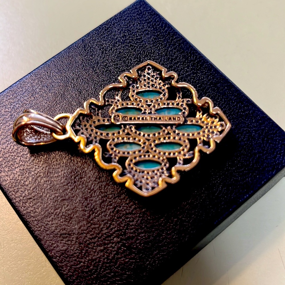BARSE turquoise and gold pendant - Picture 3 of 6